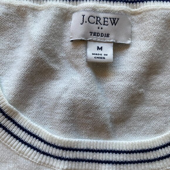 J Crew Lobster Teddie Sweater Cotton Size M Ivory Knit Crewneck - Picture 3 of 7
